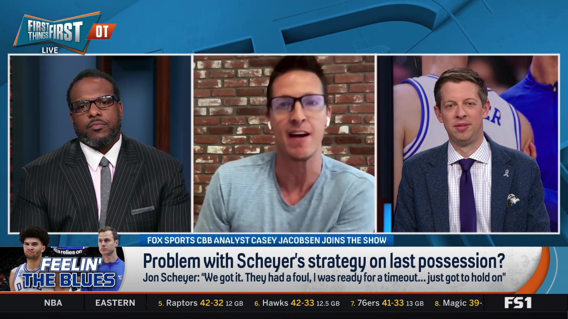 Casey Jacobsen defends Duke coach Jon Scheyer's late-game strategy