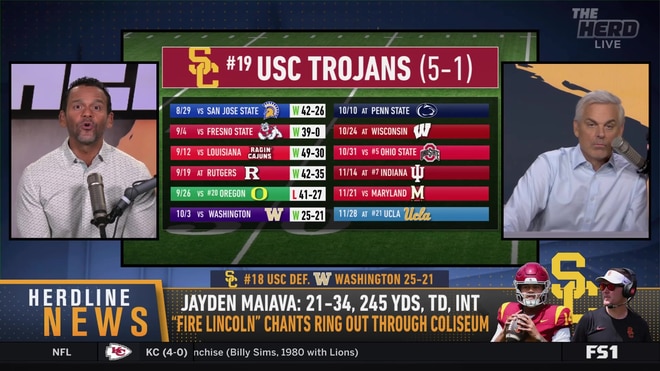 Colin Cowherd reacts to USC Trojans fans chanting 'fire Lincoln Riley'