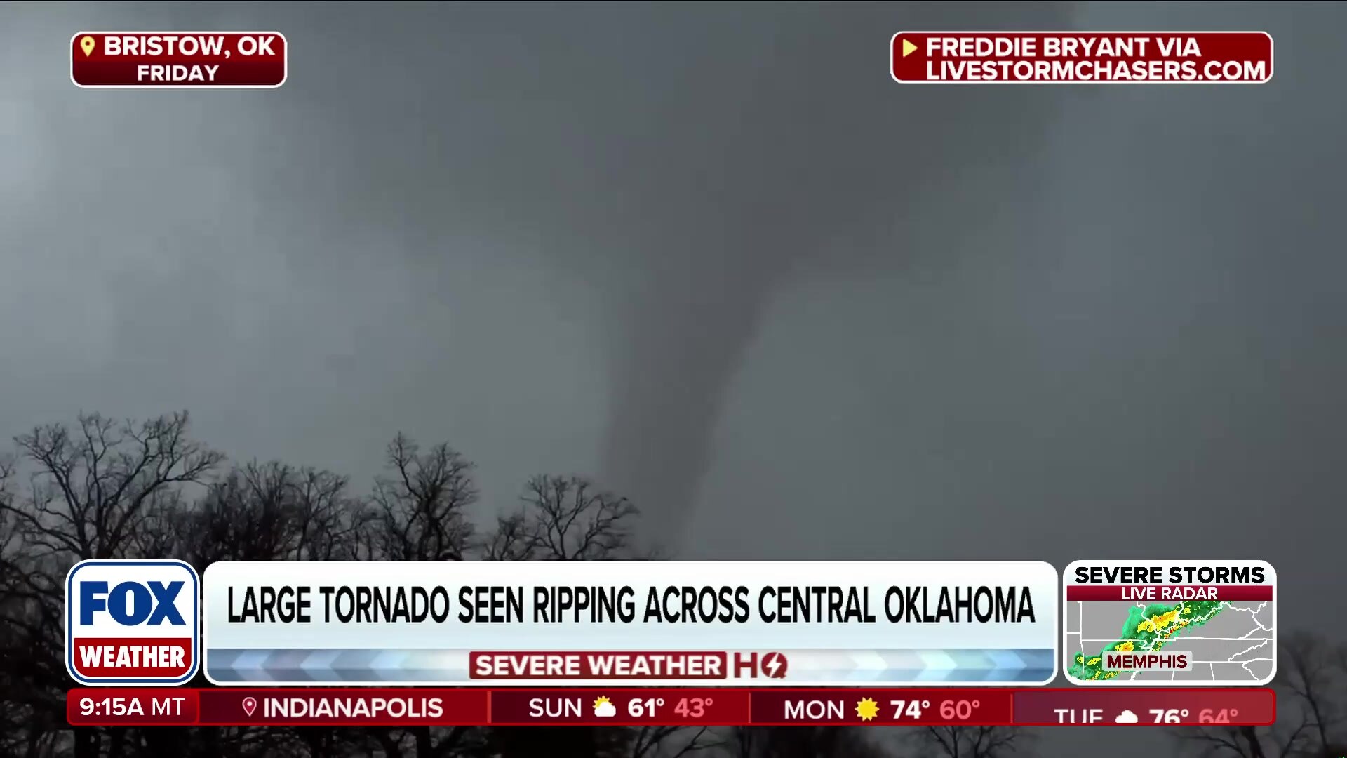 Large tornado seen ripping across central Oklahoma