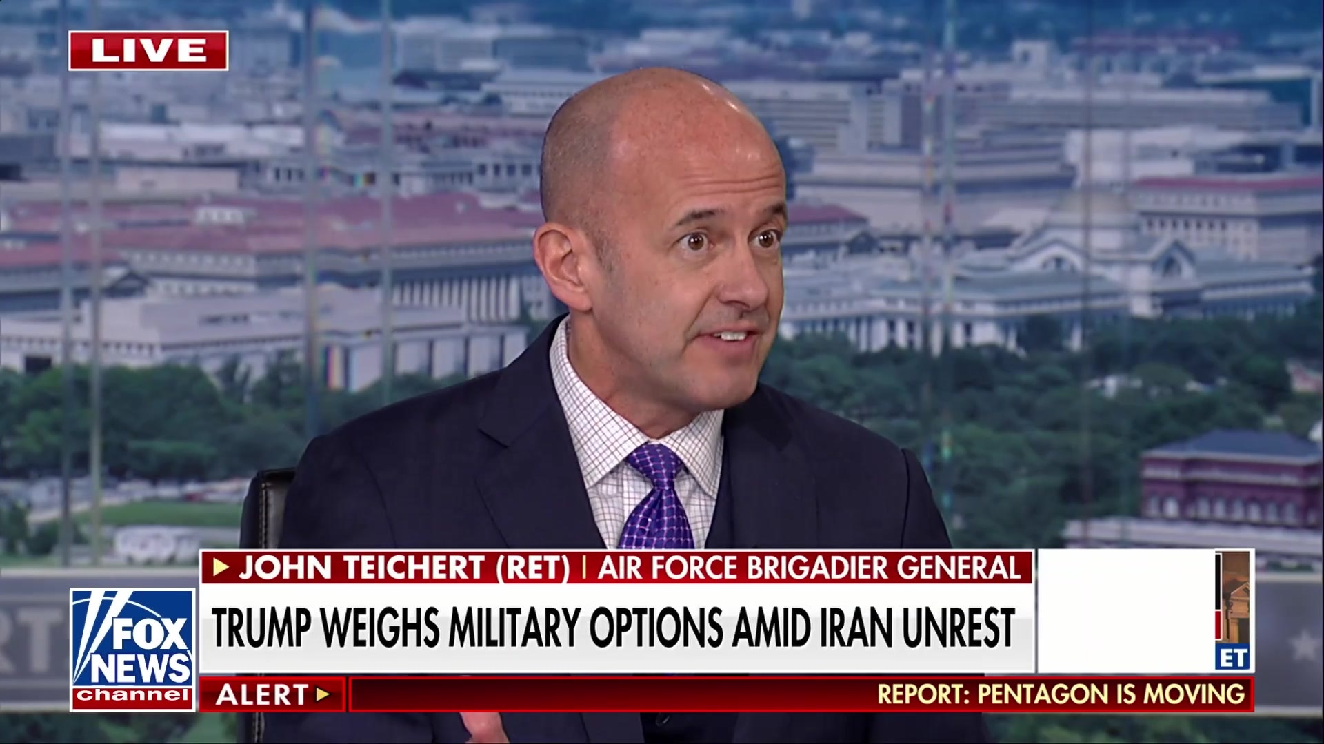 General Teichert says carrier strike group provides help for protesters and forces Iran to consider external threat