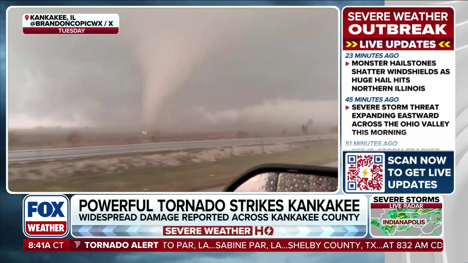 Dramatic raw footage of Kankakee, Illinois tornado