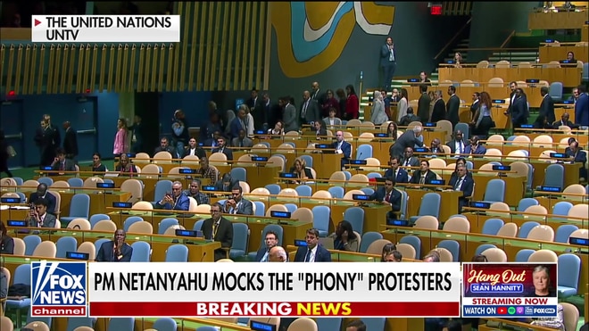 Benjamin Netanyahu blasts 'phony' anti-Israel protesters at the UN