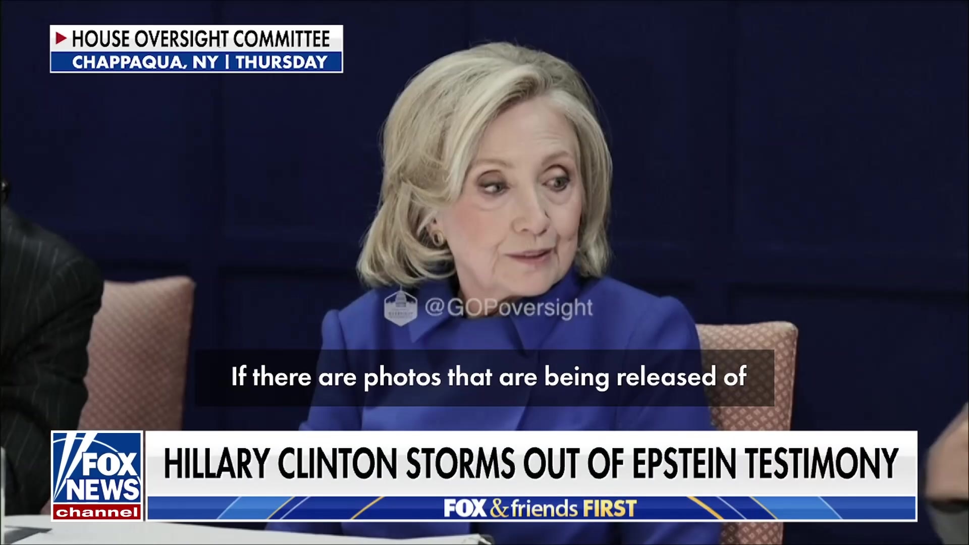 Hillary Clinton storms out of Epstein testimony after photo leak