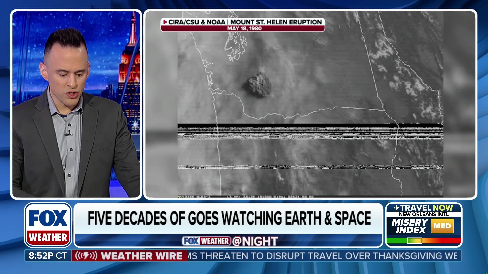 Mount St. Helens eruption captured by early GOES satellite in 1980