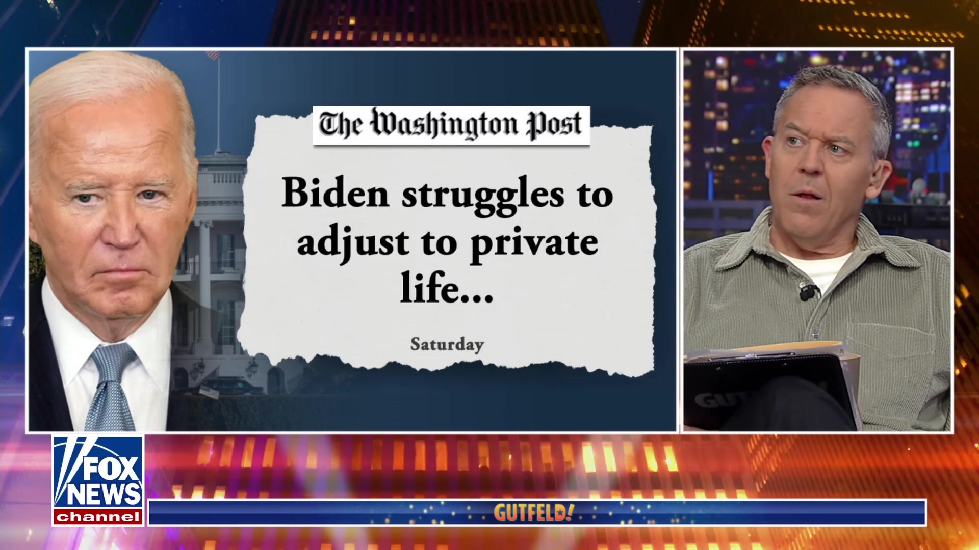 Greg Gutfeld mocks Biden and Ilhan Omar with satirical headlines