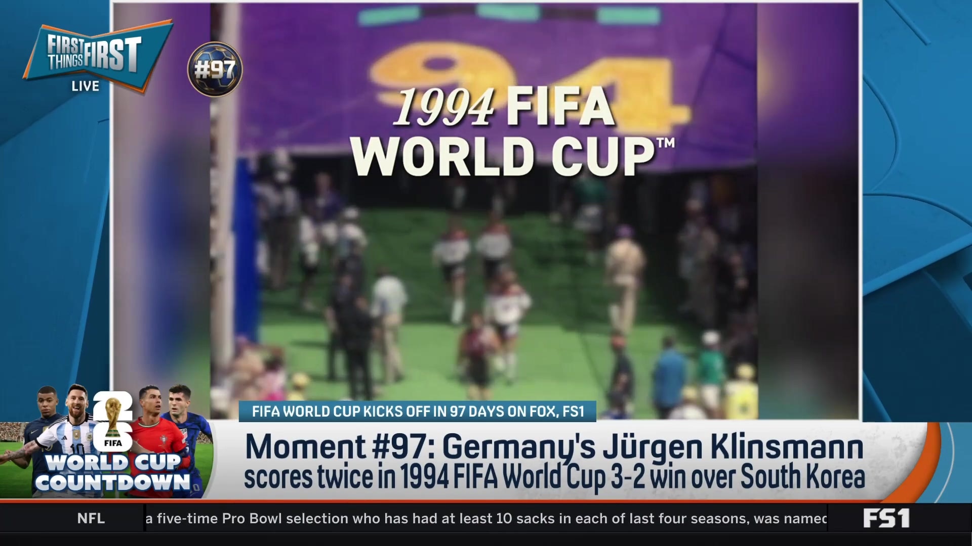 Germany's Jürgen Klinsmann scores twice in 1994 FIFA World Cup