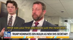 Senator Markwayne Mullin reacts to being nominated as DHS Secretary by President Trump