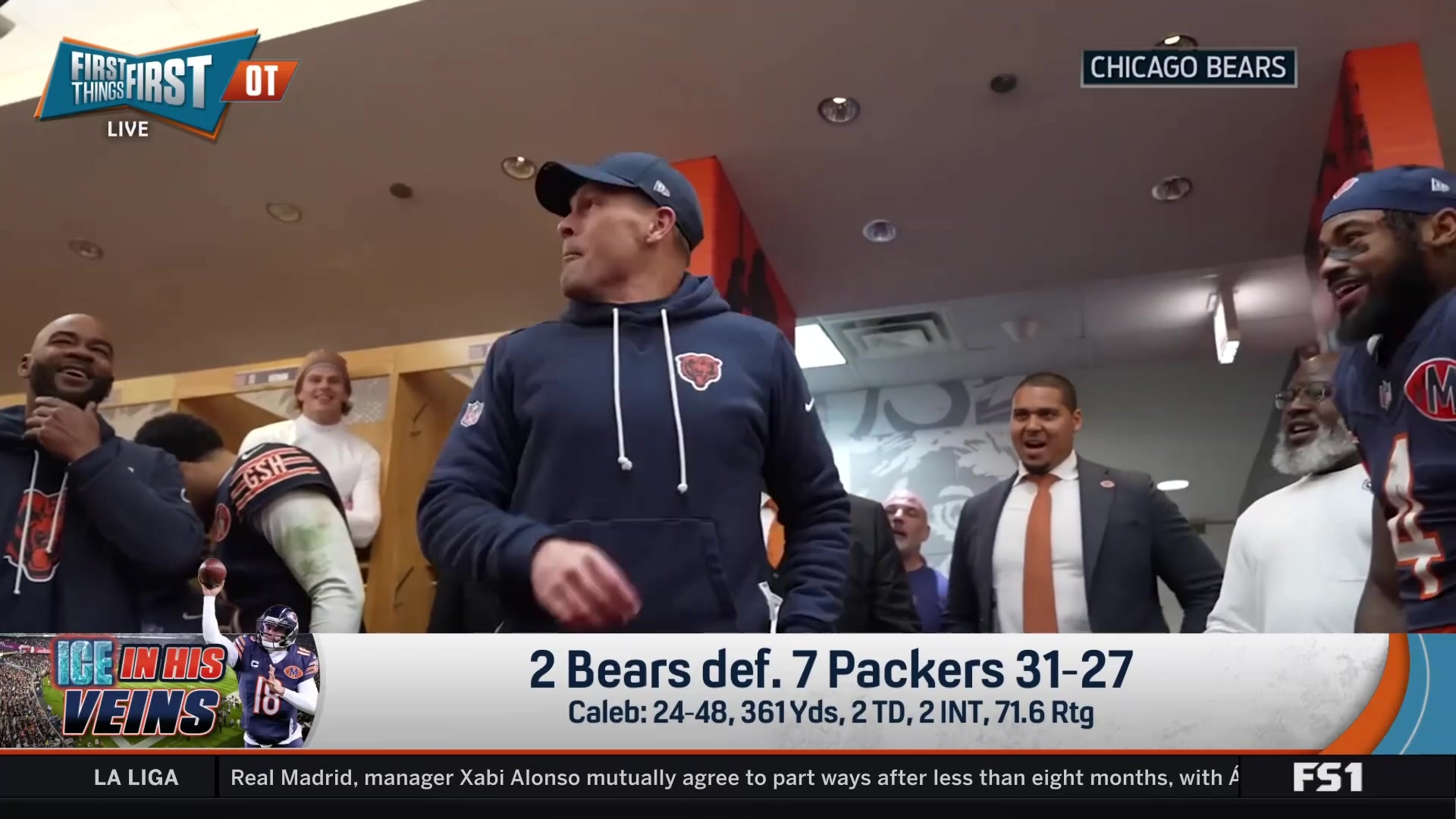 Chicago Bears celebrate epic comeback win over Packers
