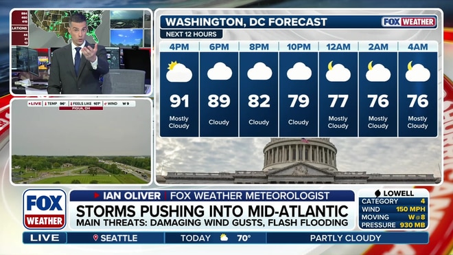 Severe storms sweep through Great Lakes and mid-Atlantic