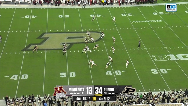 John Slaughter recovers a muffed punt to set up Purdue in the red zone