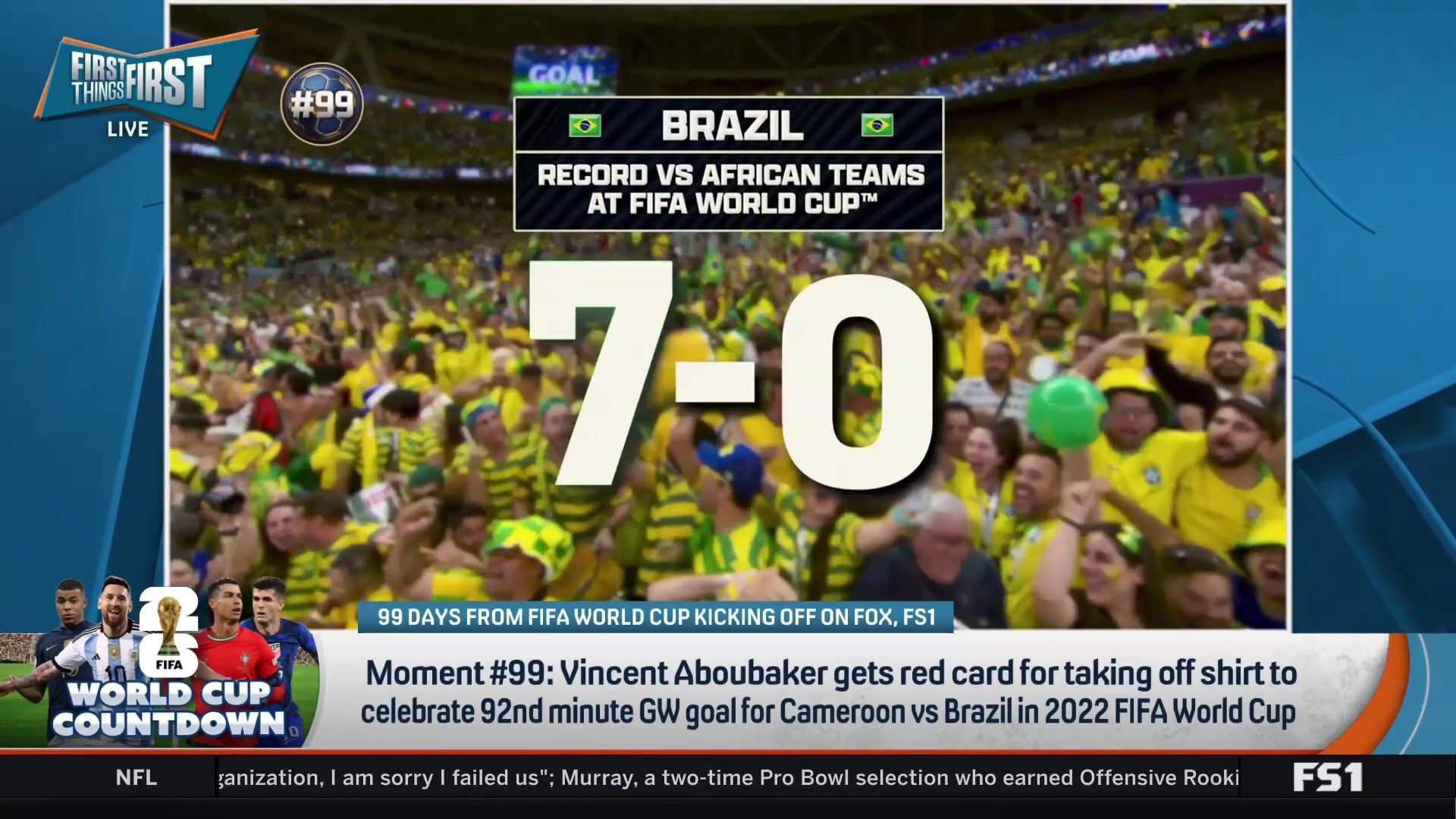 Vincent Aboubaker scores and gets red-carded in Cameroon's upset over Brazil