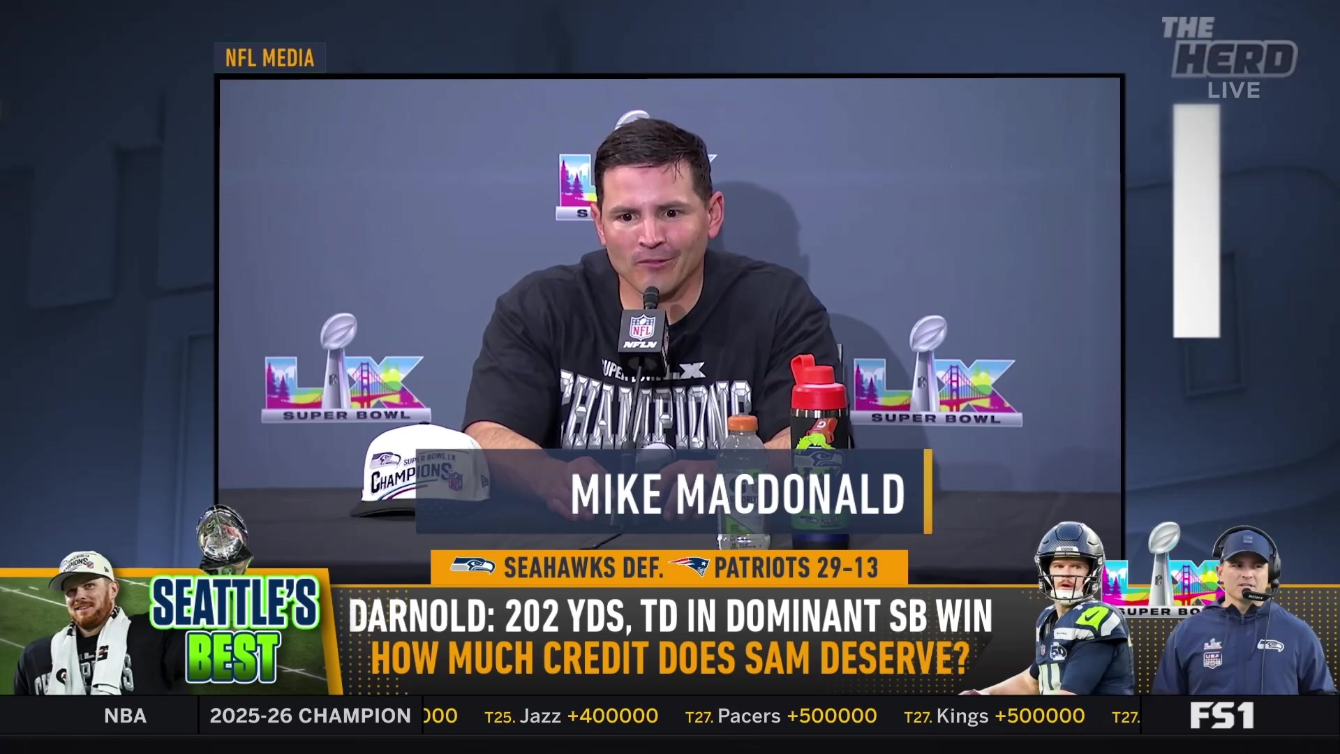 Seahawks coach Mike MacDonald praises Sam Darnold's leadership