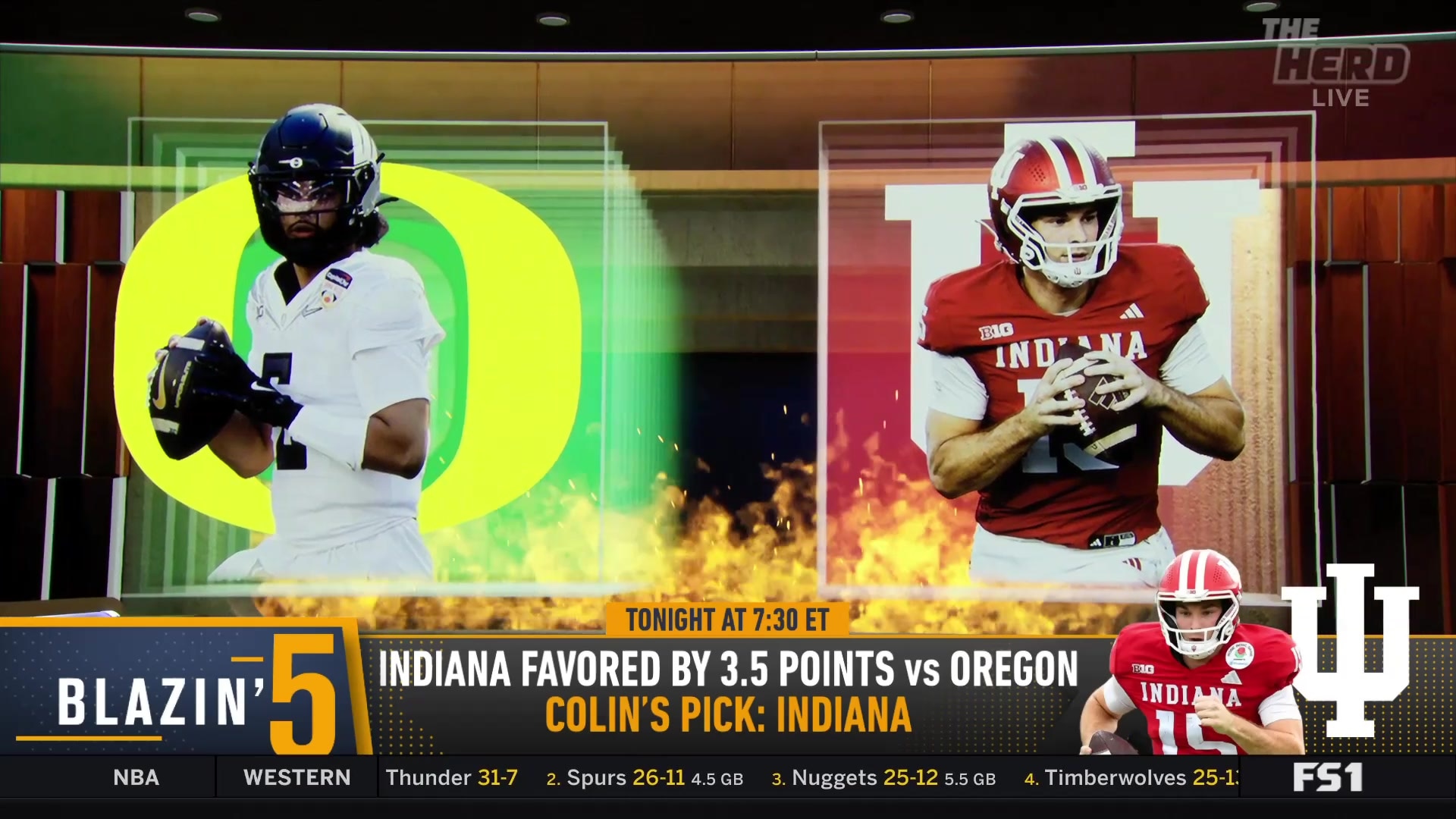 Colin Cowherd's Indiana vs Oregon Blazin' 5 Pick
