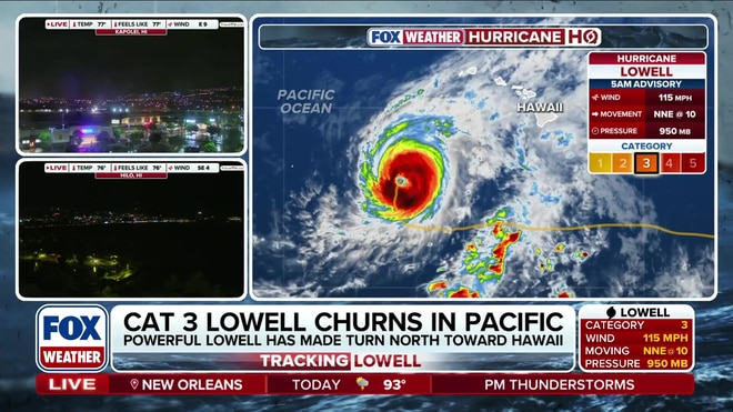 Hurricane Lowell triggers hurricane warning for Kauai