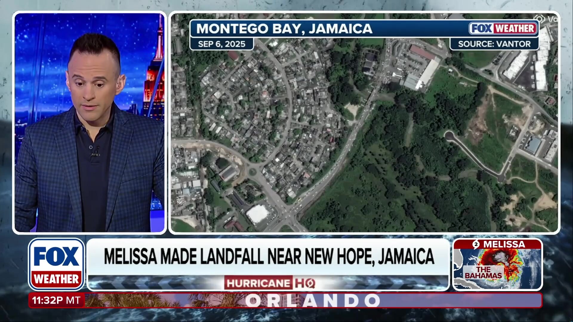 Before and after satellite images show severe flooding in Montego Bay, Jamaica