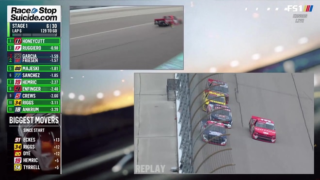 Kaden Honeycutt takes the lead in wild green flag start at Kansas