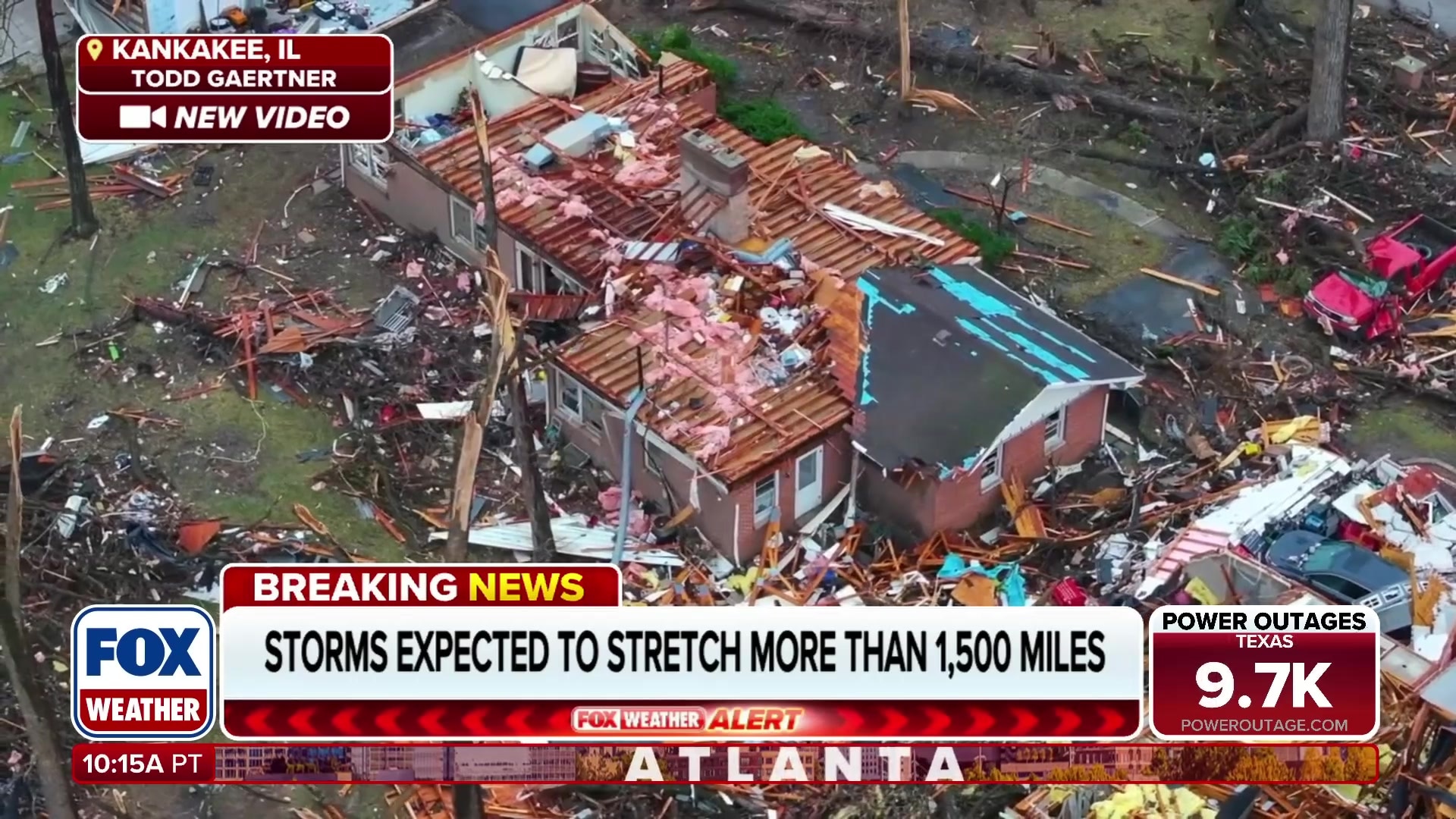 Drone footage reveals widespread tornado damage in Kankakee, Illinois