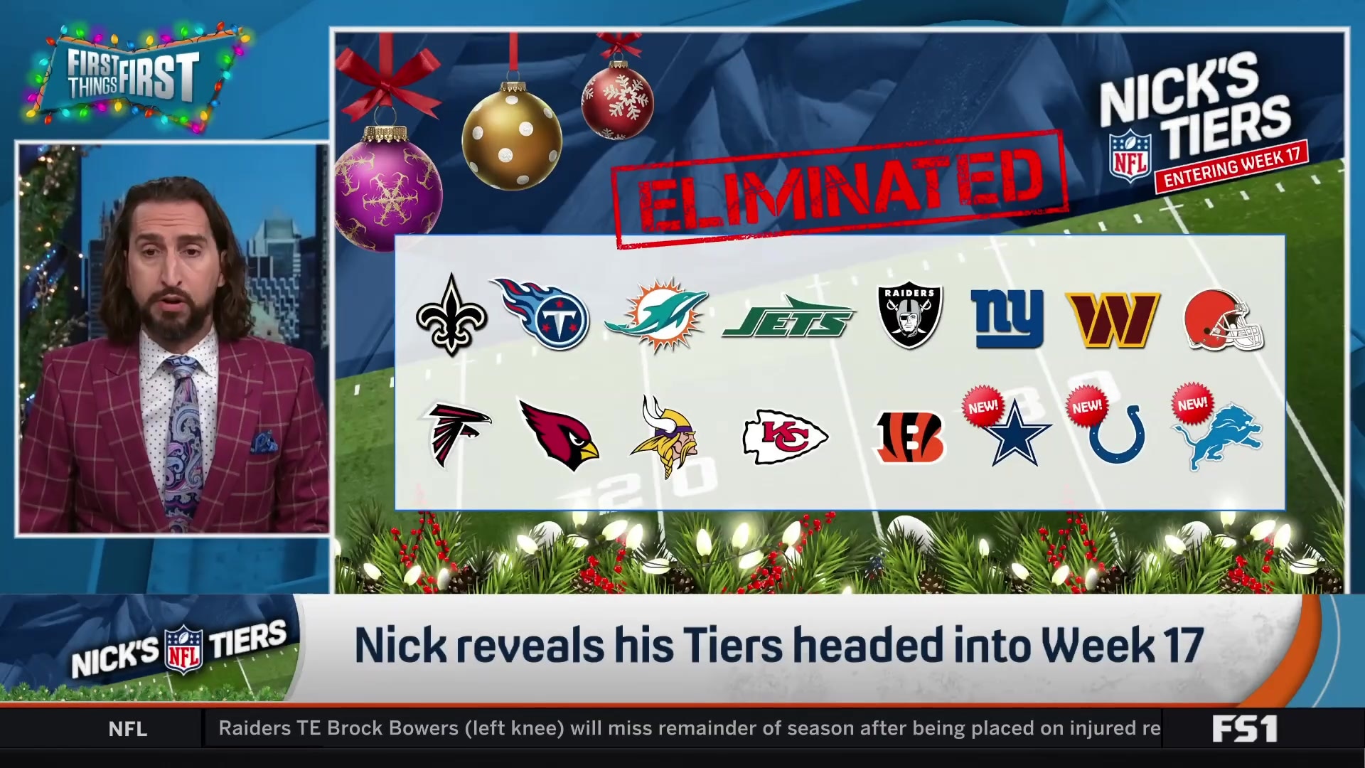 Nick Wright Reveals the Latest Eliminated Teams in His NFL Tiers Ahead of Week 17