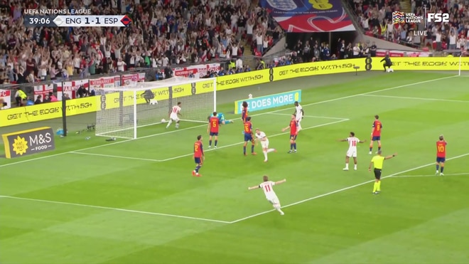 Harry Kane heads England into the lead against Spain