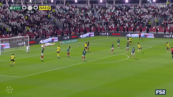 Joao Felix's shot on target is saved by Al-Ettifaq goalkeeper