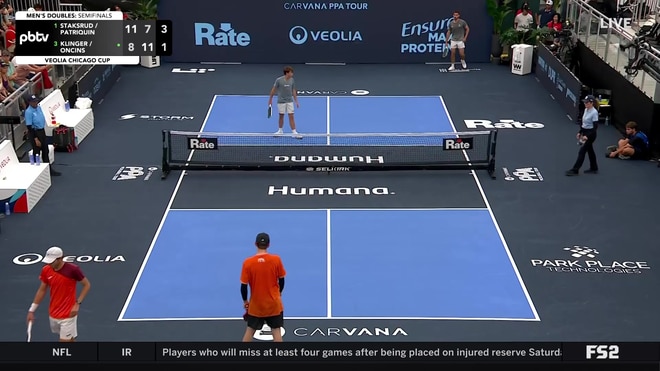Federico Staksrud pulls off a dramatic dodge in intense pickleball match
