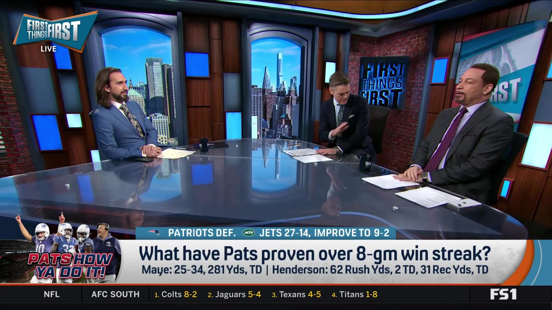 Patriots' return to AFC top celebrated with live trumpet fanfare