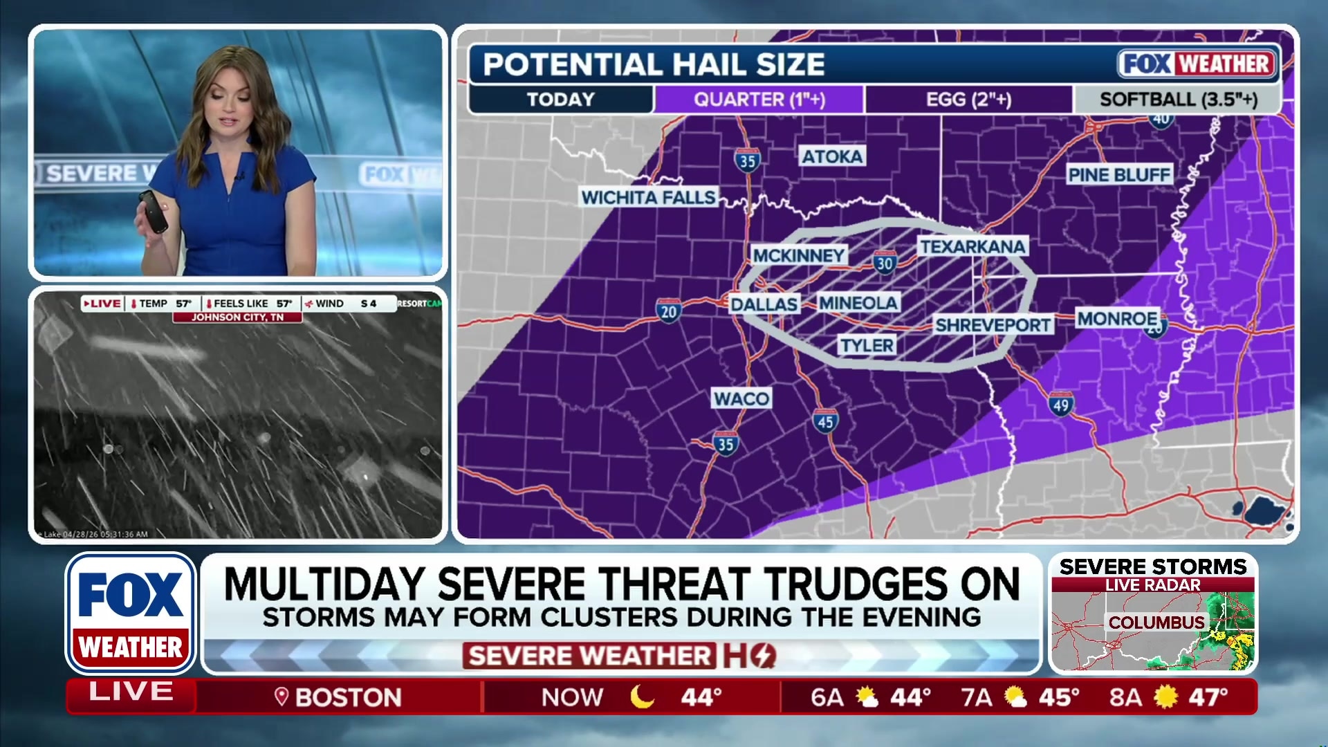 Massive hail and hurricane-force winds threaten Texas and Mississippi