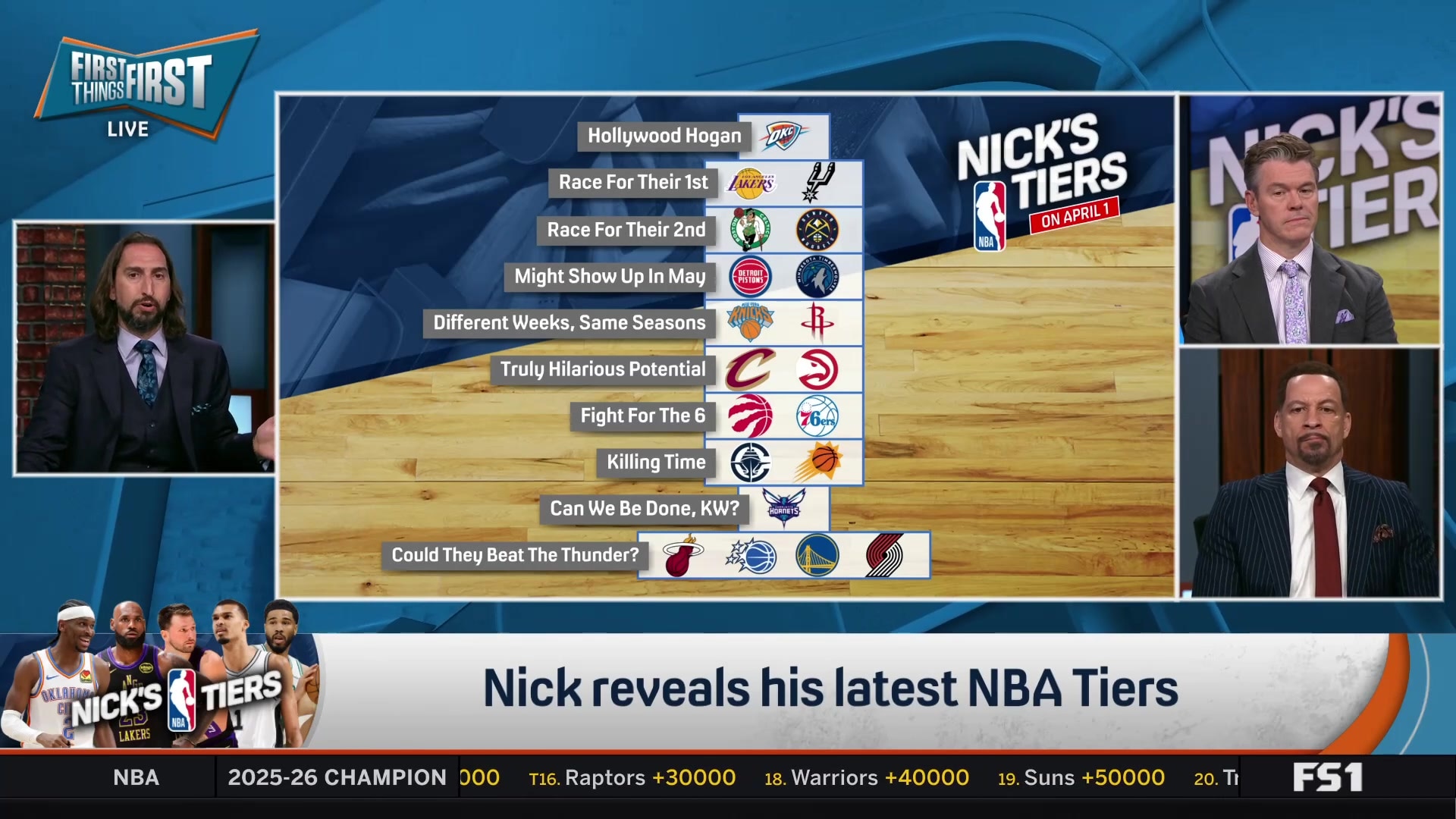 Nick's NBA tiers: Lakers and Spurs in "Race For Their 1st" and Thunder as "Hollywood Hogan"