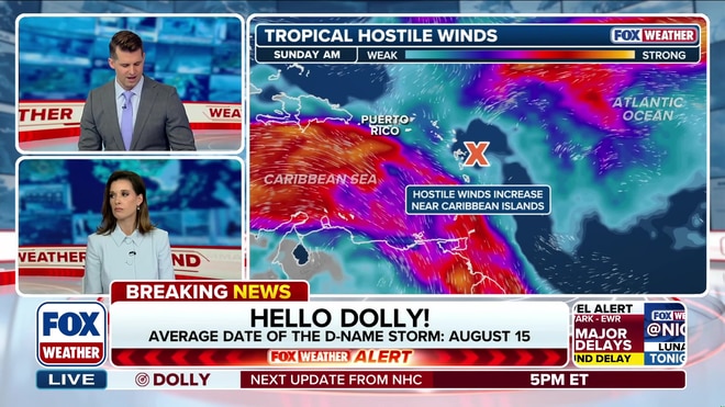 Tropical Storm Dolly forms in the central Atlantic