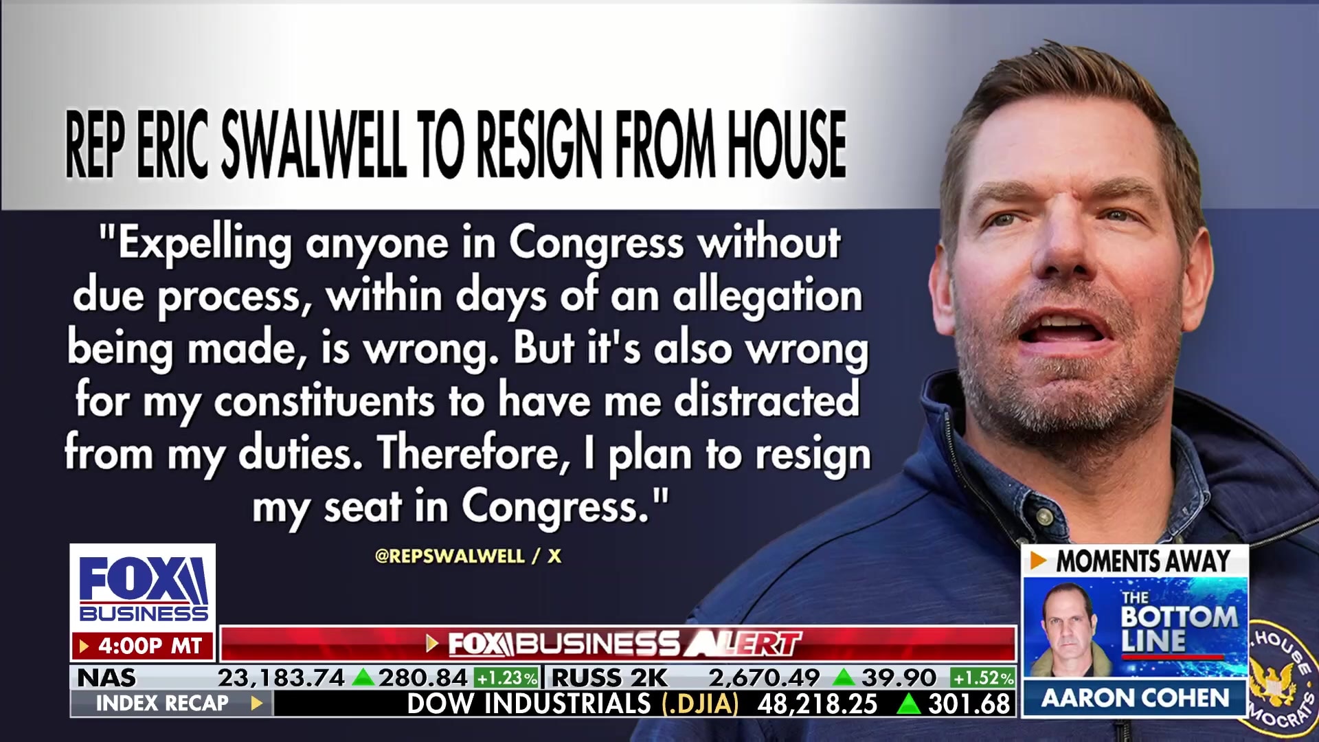 Rep. Eric Swalwell plans to resign from Congress