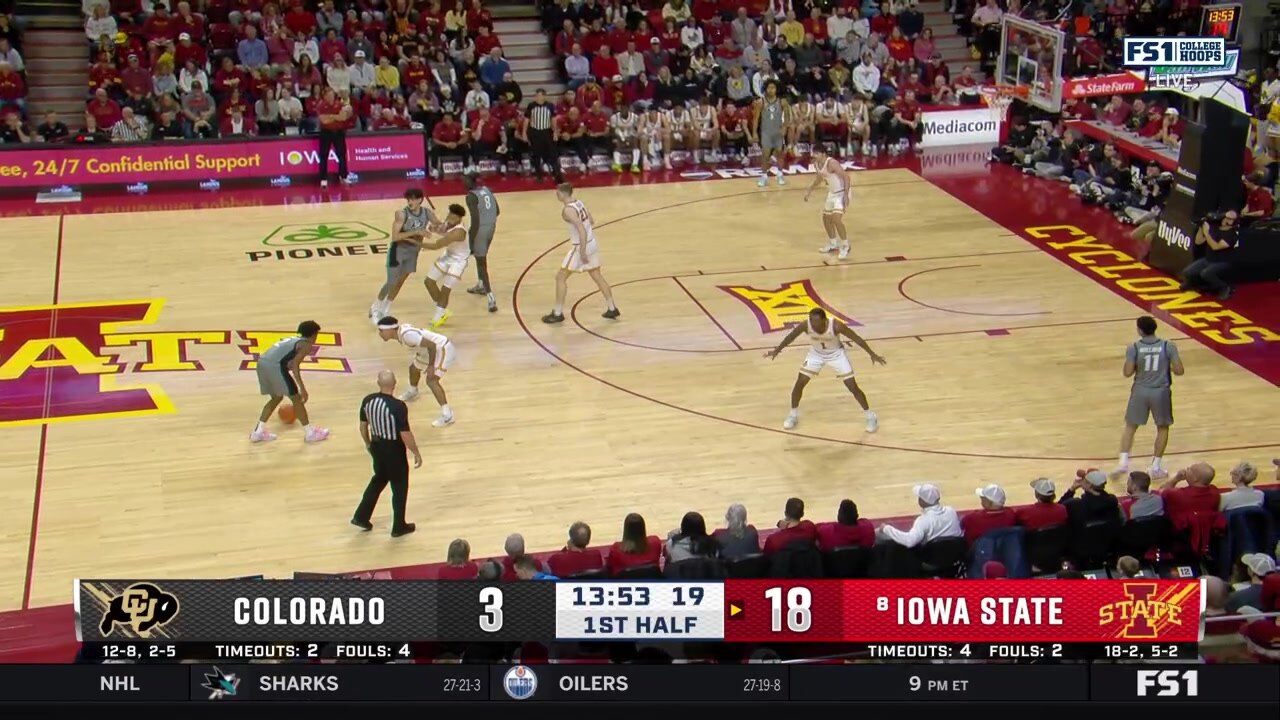 Jamarion Batemon sinks a three-pointer for Iowa State
