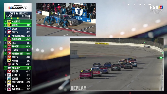Ty Majeski leads under caution after Dawson Sutton's flat tire