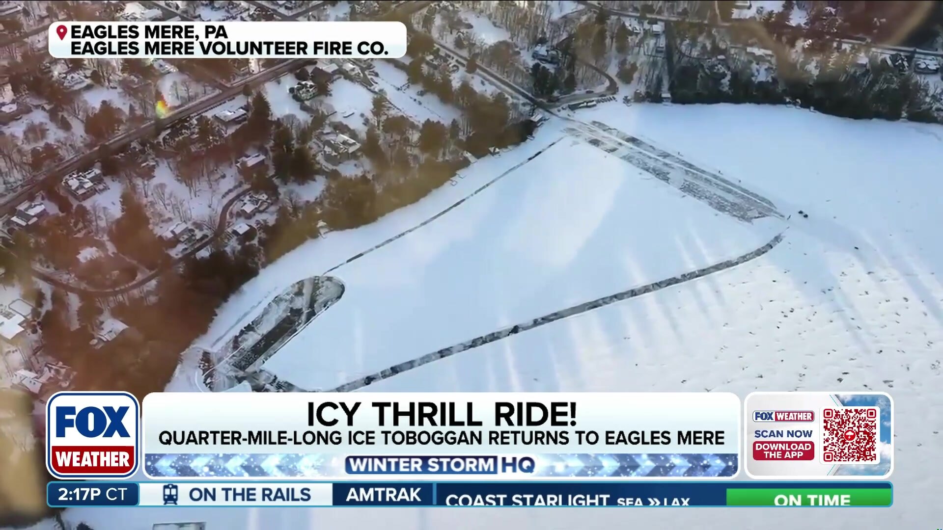 Quarter-mile long ice toboggan slide returns to Eagles Mere, PA