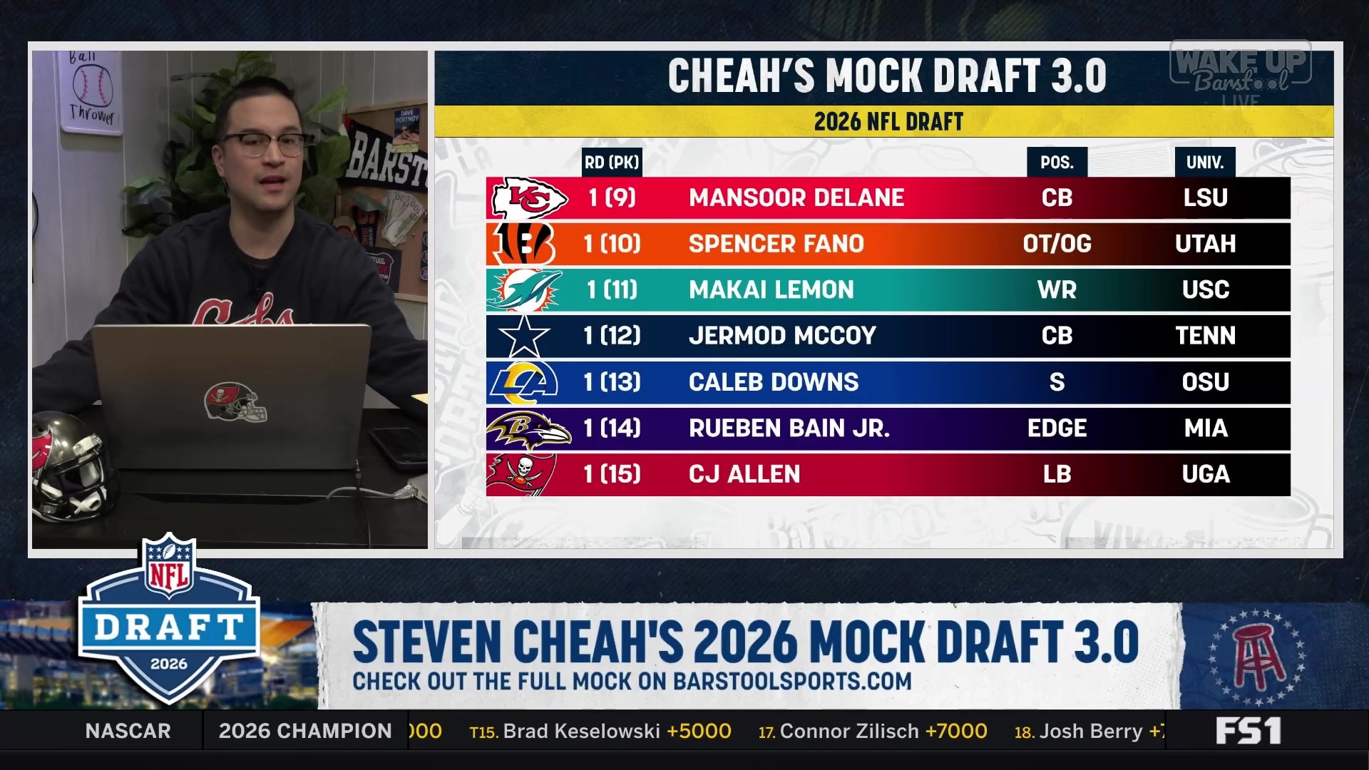 Carnell Tate, Caleb Downs, and Rueben Bain Jr. in the 2026 NFL Draft