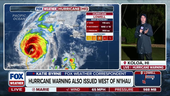 Katie Byrne reports live on deteriorating conditions in Kauai ahead of Hurricane Lowell