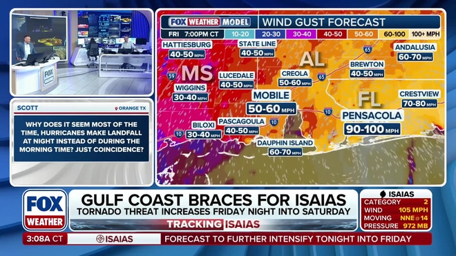 Ari Sarsalari explains why hurricanes making landfall at night is a coincidence