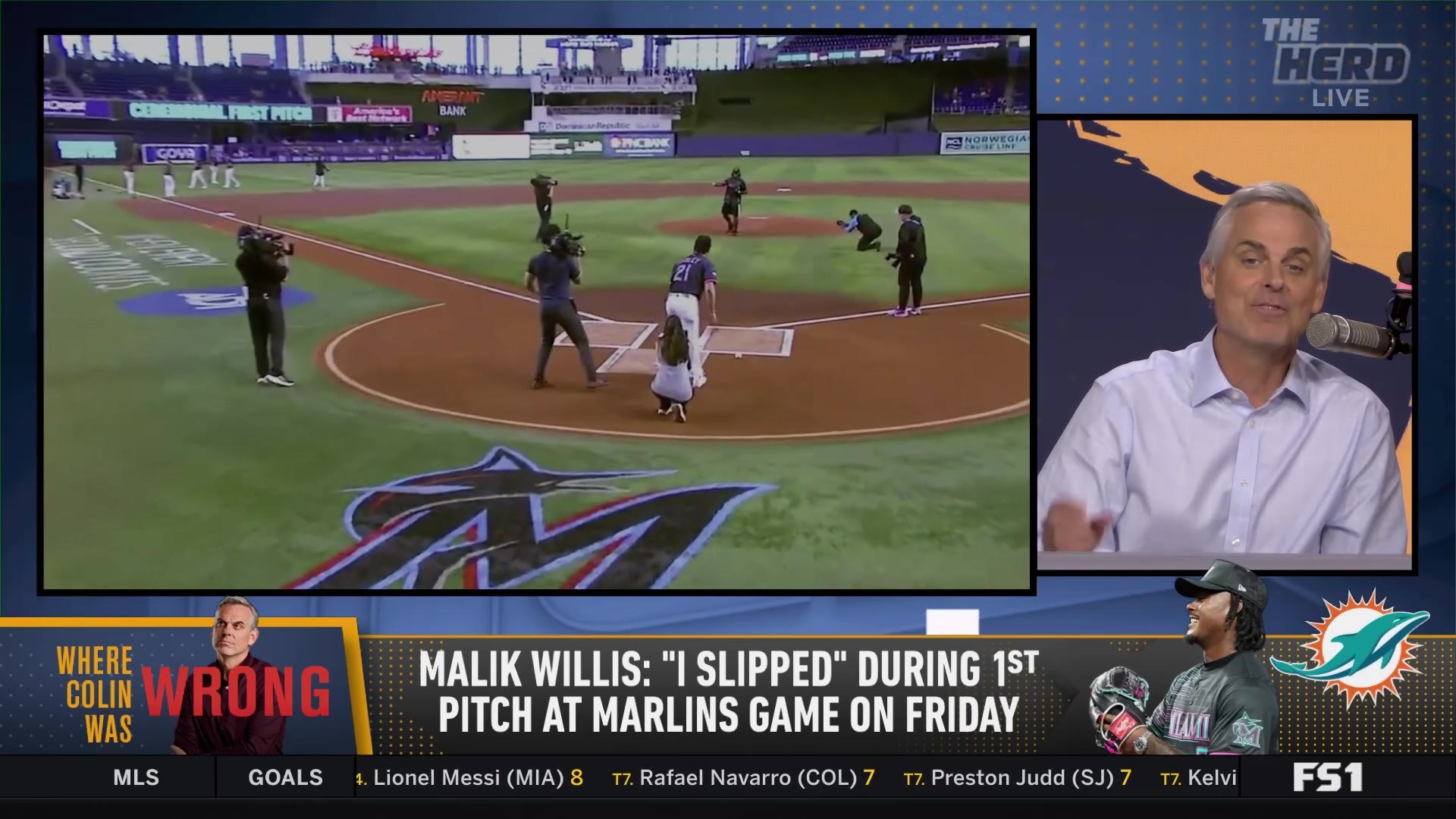 Colin Cowherd reacts to Malik Willis' disastrous first pitch