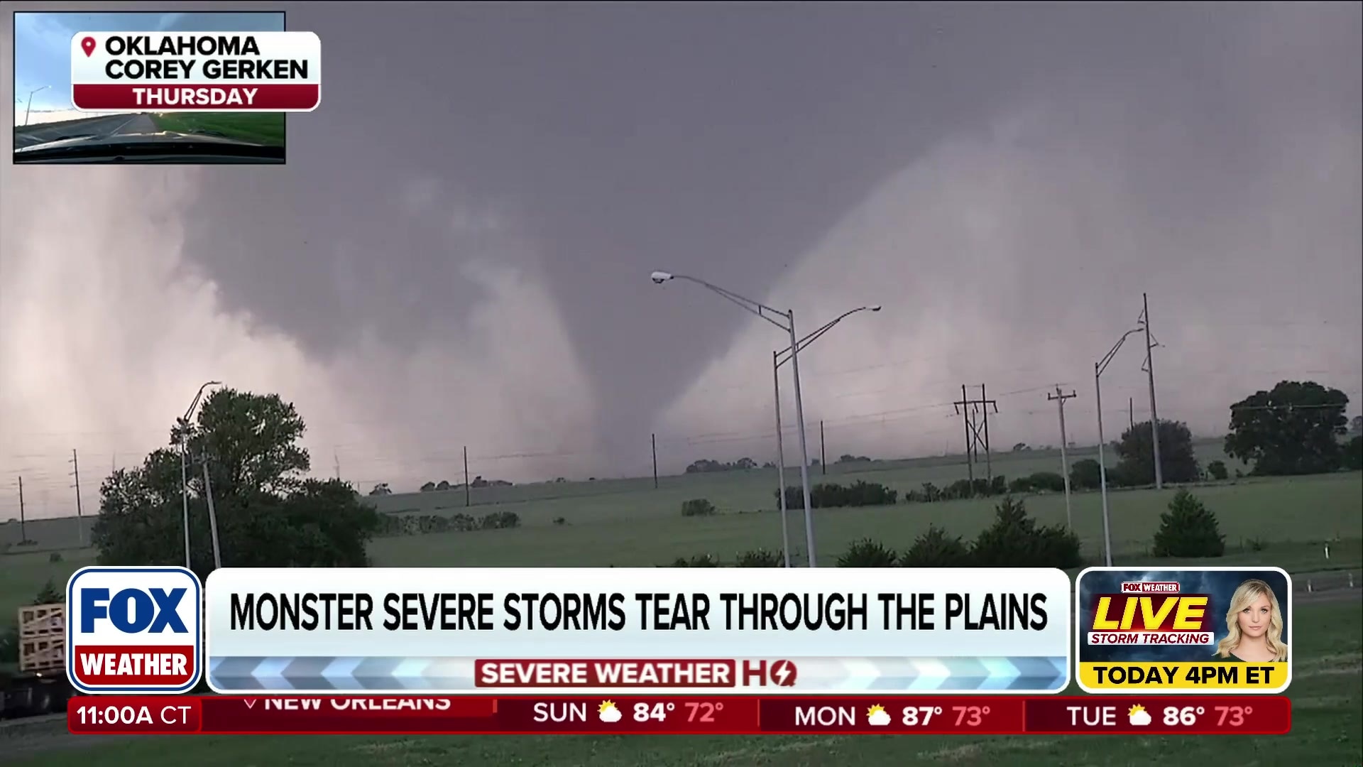 Watch Oklahoma storm chaser encounters broad tornado as severe threat ...