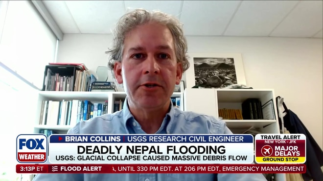 Glacial collapse triggered catastrophic Nepal flooding equivalent to earthquake