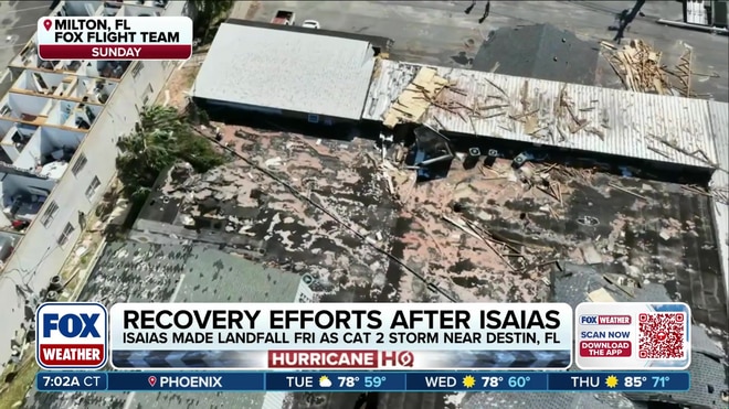 Katie Byrne reports on Hurricane Isaias recovery efforts in Milton, Florida