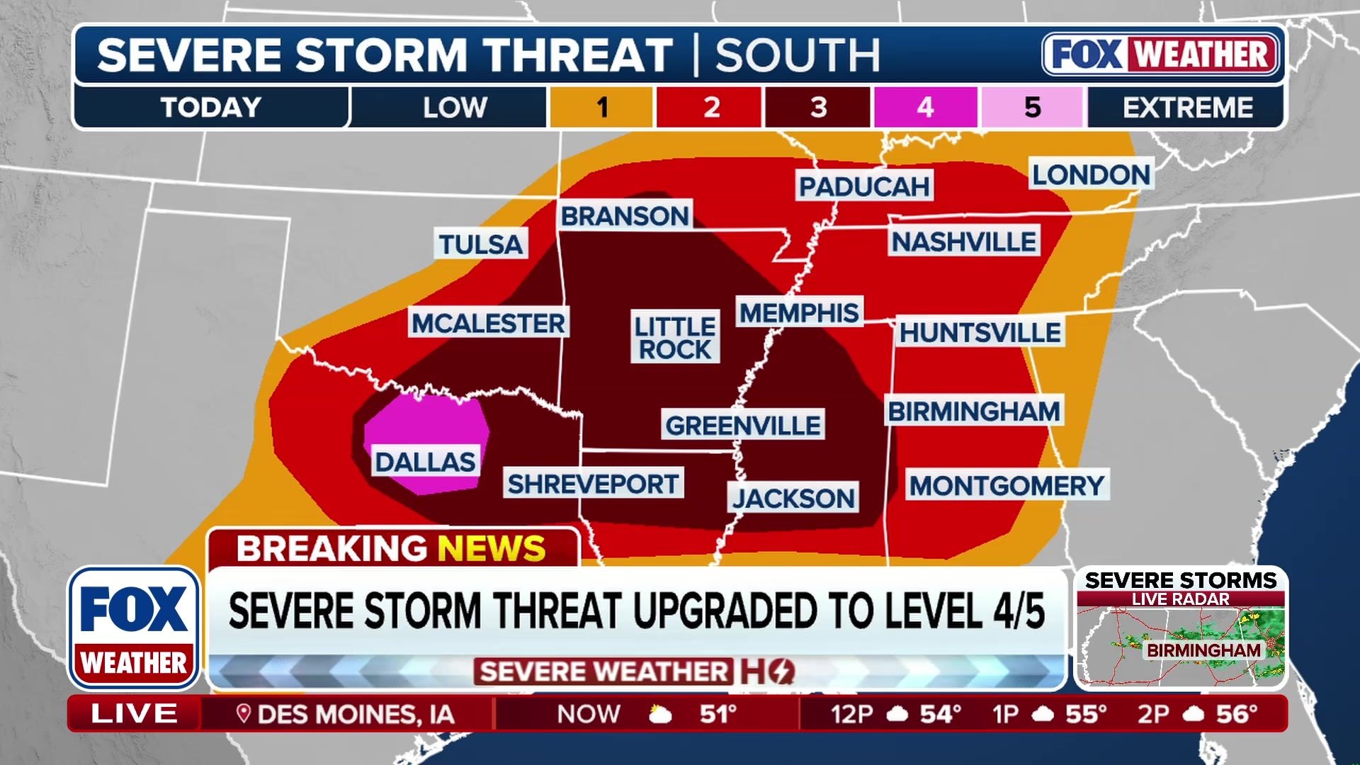 Dallas-Fort Worth upgraded to Level 4/5 severe storm threat