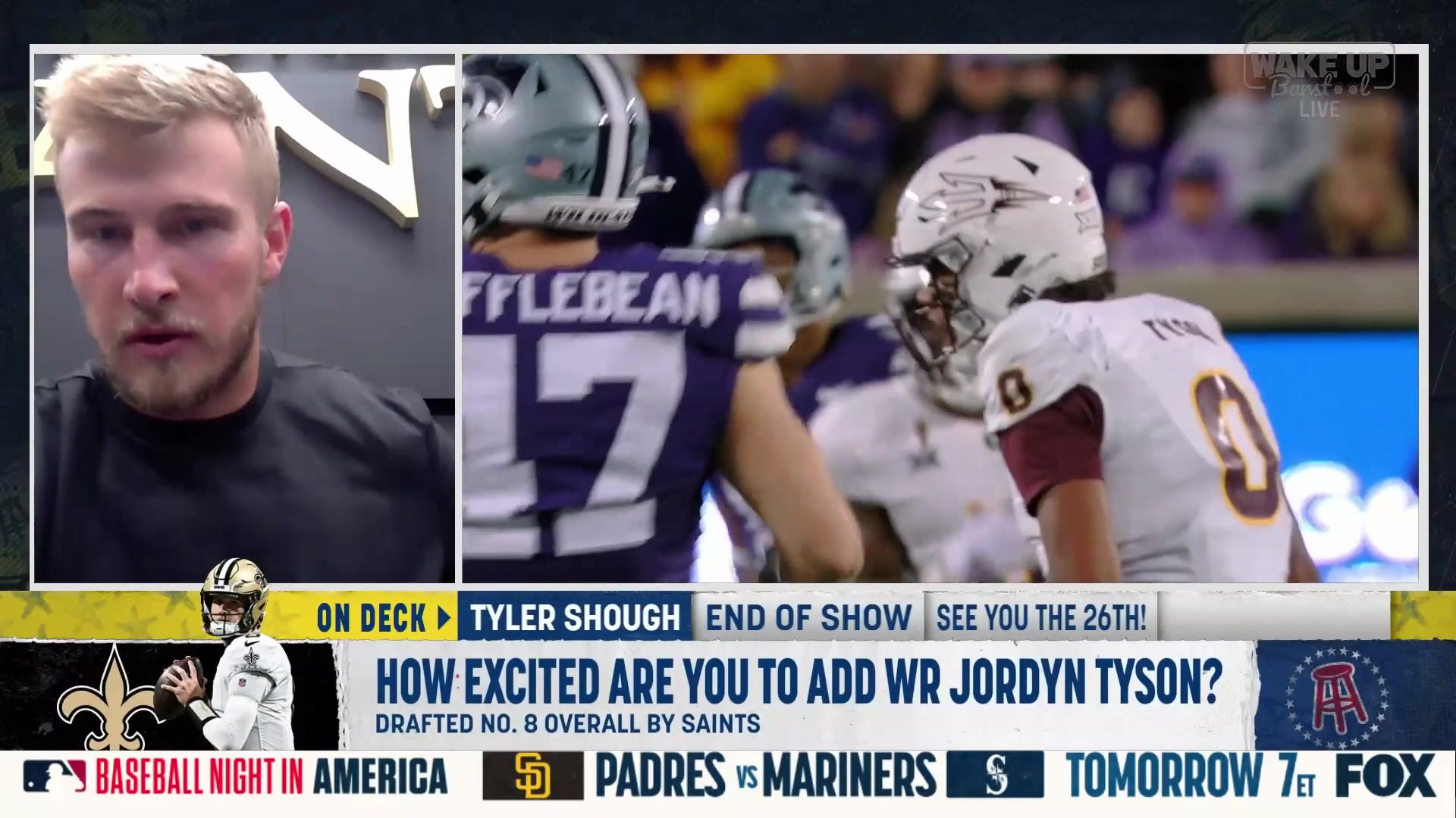 Tyler Shough excited for rookie WRs Jordyn Tyson