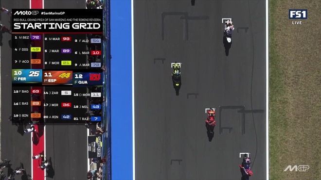 Riders prepare on the starting grid for the San Marino GP
