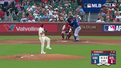Cubs batter reaches first on pitcher's errant throw