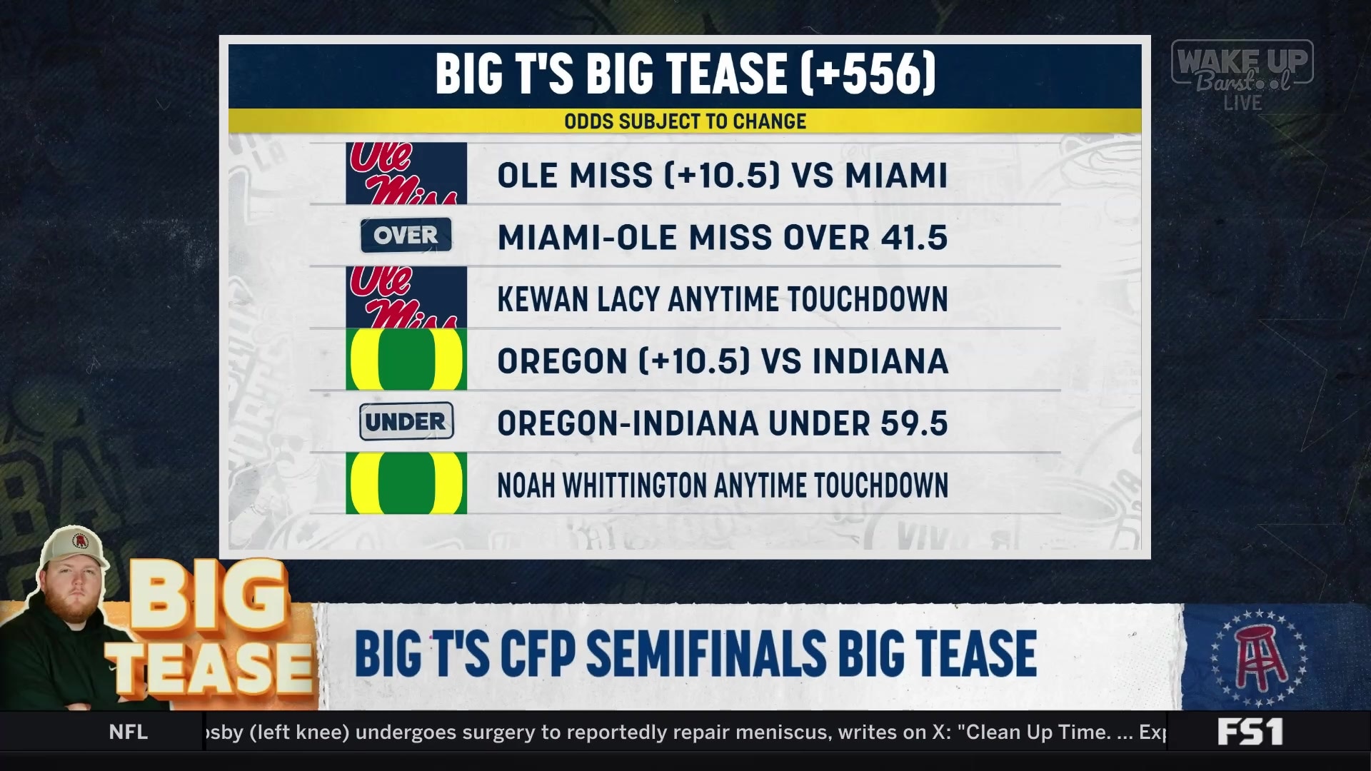Big T reveals his CFP Semifinals Big Tease picks