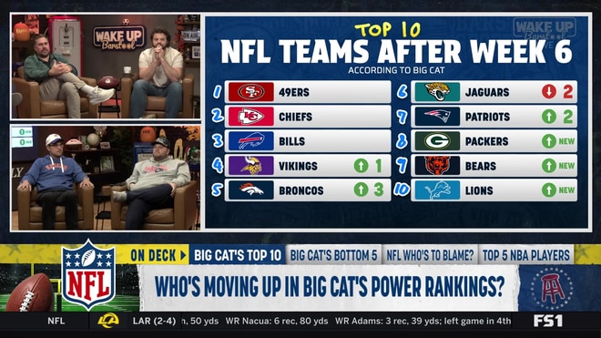 Big Cat reveals his top four NFL teams after Week 6