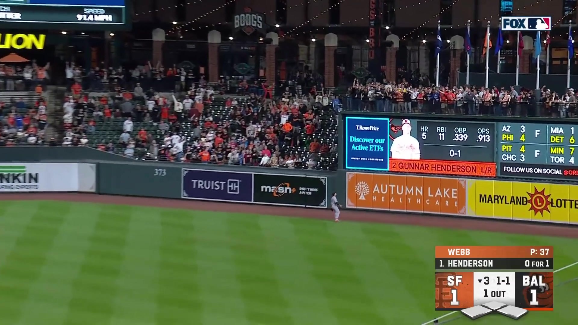 Gunnar Henderson blasts a solo home run to right field