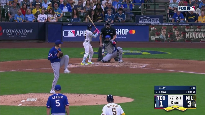 Luis Lara rips an RBI single to left field