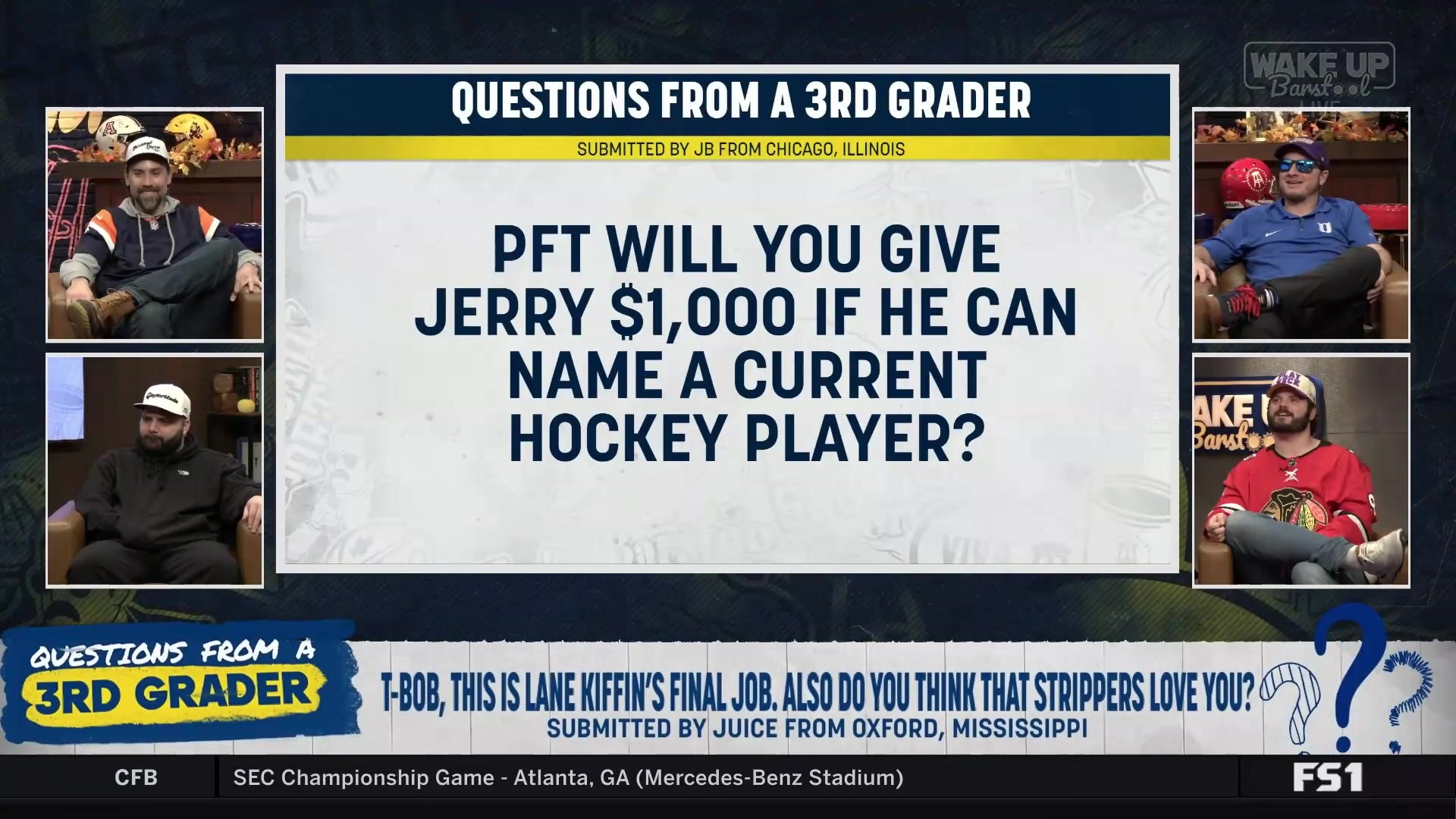 Jerry attempts to name current NHL hockey players for $1,000