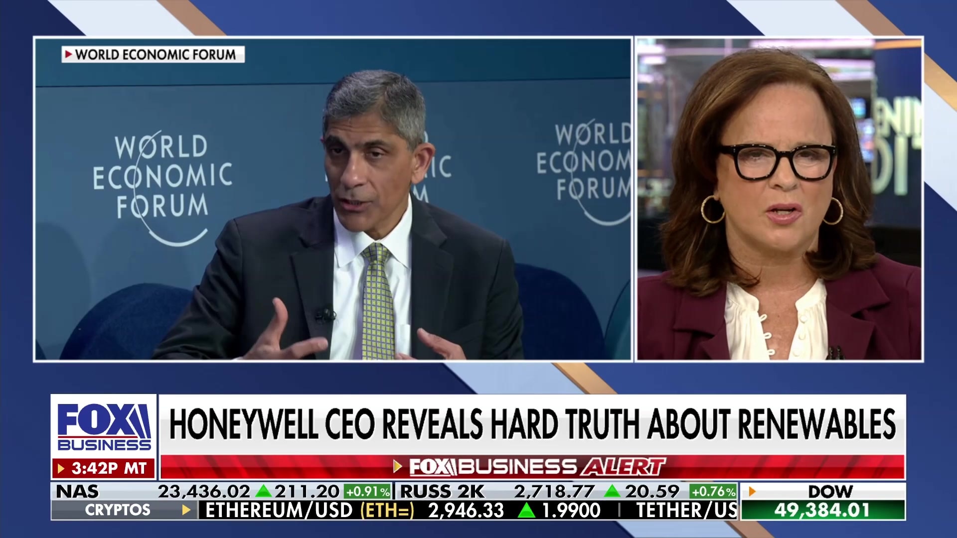 Honeywell CEO challenges renewable energy for manufacturing at World Economic Forum